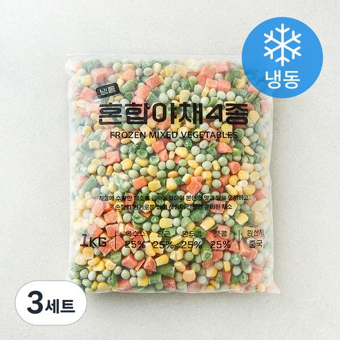 [로켓프레시] 혼합 야채 4종 세트 (냉동), 3세트, 1kg
