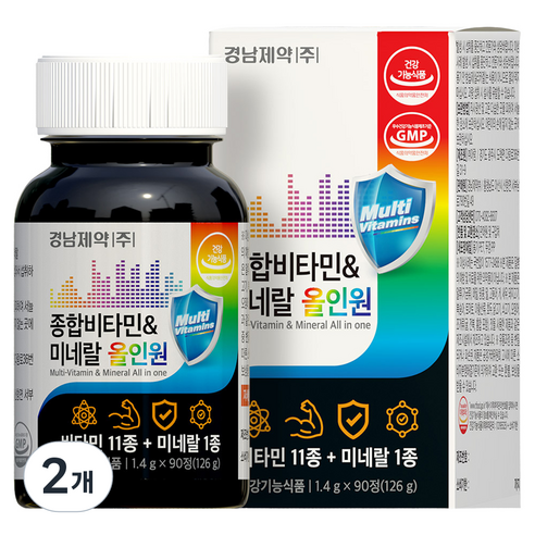 경남제약 멀티 종합비타민 미네랄 올인원 126g, 90정, 2개
