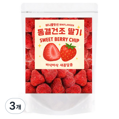 비니플랑센 동결건조 딸기 스윗베리칩, 300g, 3개