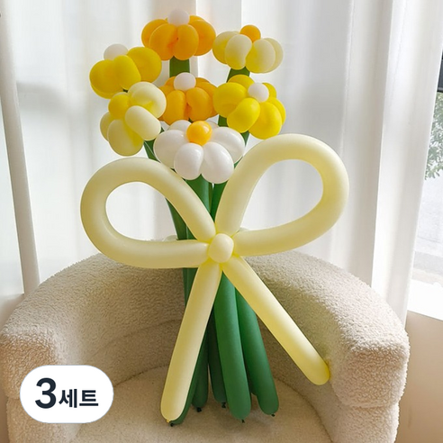 이프 요술풍선 꽃묶음 세트, 14 옐로우 모닝 데이지, 3세트