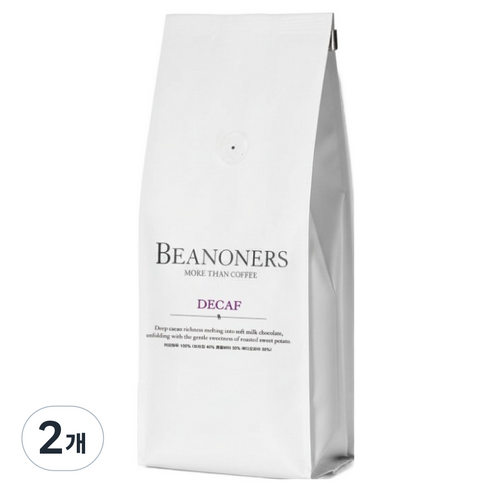 빈오너스 고소하고 초콜릿한 디카페인 블랜딩 원두, 1kg, 2개