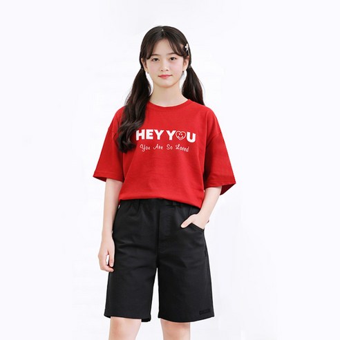 나나주니 라운드넥 헤이유 티셔츠 + 버뮤다 바지 세트