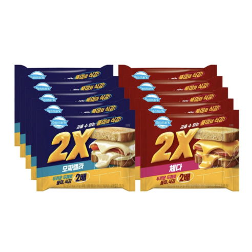 덴마크 X 모짜렐라 체다 치즈 슬라이스 19g x 각 총 1.9kg, 1.92kg