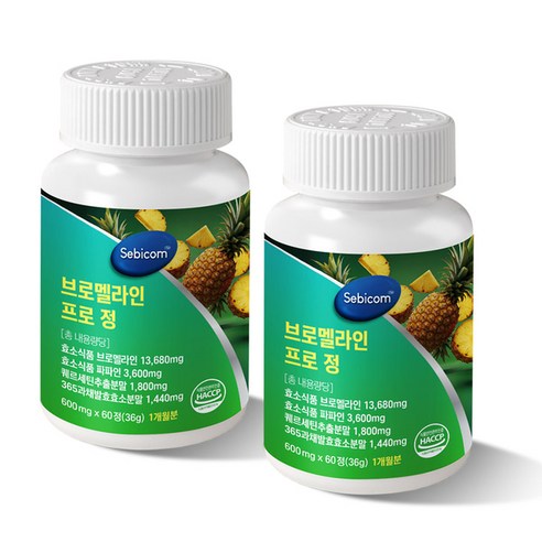 브로멜라인 프로정 파인애플 파파야추출 칼륨 600mg x 60정 바이탈나인 2개