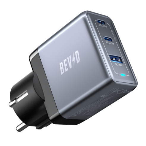 BEVID GaN 65W 3포트 초고속 충전기 PD 듀얼 C타입 QC30W 접지 멀티 충전 어댑터