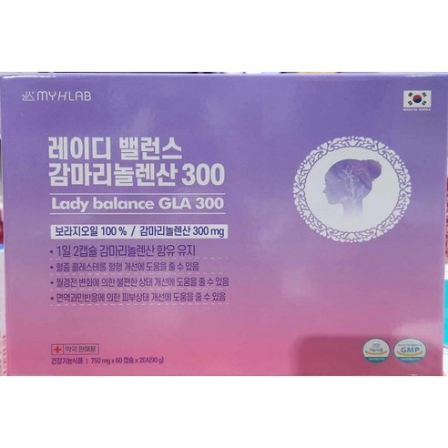 레이디 밸런스 감마리놀렌산 300 750mg _lady balance gla 300 보라지오일 100% 감마리놀렌산 300mg 60정 +마스크팩 당일발송