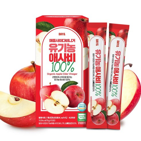 DAY 유기농 애사비 100% 애플사이다비니거/스틱/자연발효/사과초모식초/고함량유기산/휴대용, 15g, 45개