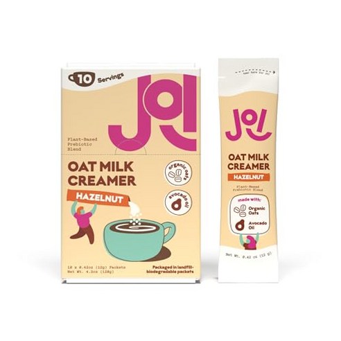 JOI Oat Milk Coffee Creamer, Hazelnut. 10ct Biodegradable Single Serves. Non-Dairy, Functional Pr