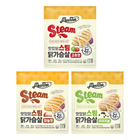 [랭킹닭컴] 맛있닭 NEW 스팀 닭가슴살 3종 혼합구성, 100g, 50개