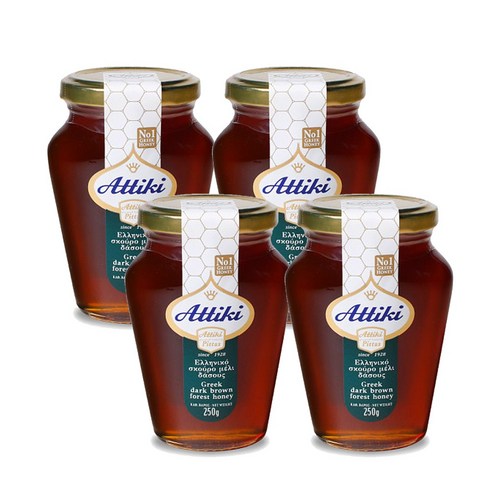 아티키 그리스 감로꿀 그릭 허니 다크브라운 꿀 250g, 4개, 250g