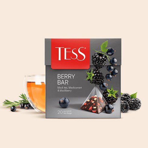 "TESS" 테스 베리바 삼각티백 홍차, 1개, 20개입, 36g
