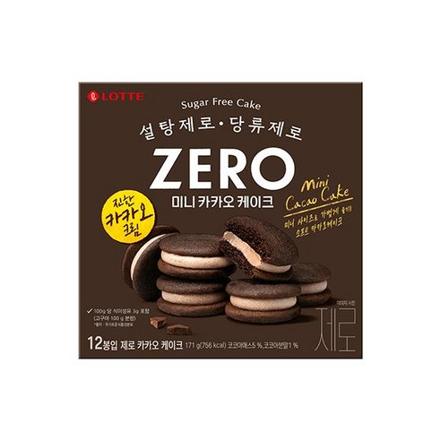 롯데 [신제품] 제로 카카오 케이크, 171g, 7세트