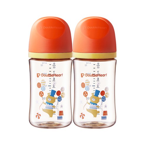 더블하트 모유실감 3세대 PPSU 디어프렌즈 젖병 트윈팩(젖꼭지미포함), 서커스베어, 240ml, 1세트