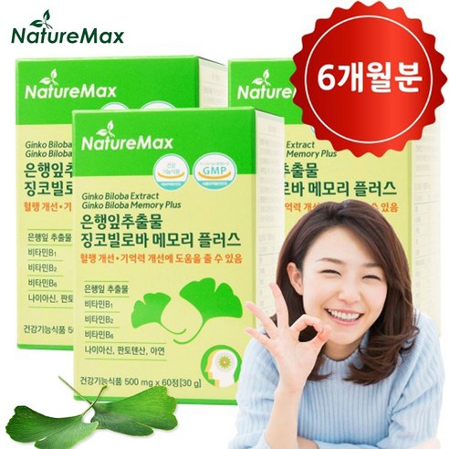 은행잎추출물 징코페놀 징코빌로바 메모리 플러스 기억력개선 혈액순환 혈행개선 (플라보놀 배당체 최대치 36mg 맥스) 빌리프 2개월분 500mg x 60정