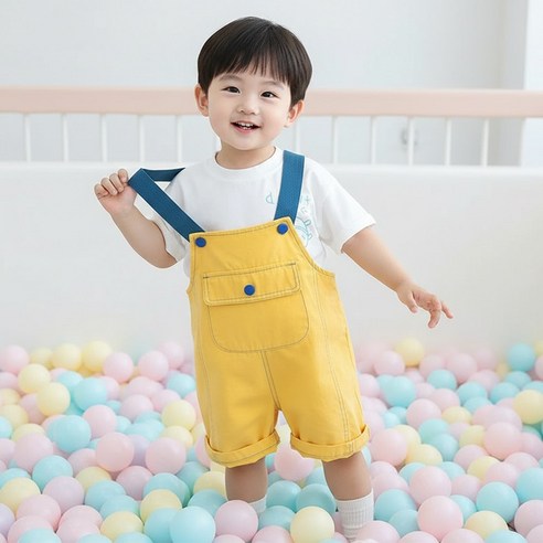 몽실이 스티치 반팔 멜빵상하복