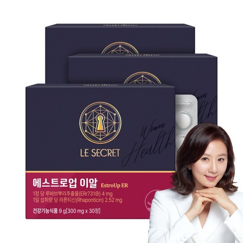 [무료배송/오늘출발] 르시크릿 에스트로업 이알 루바브 여성갱년기 집중 케어, 3박스, 30정