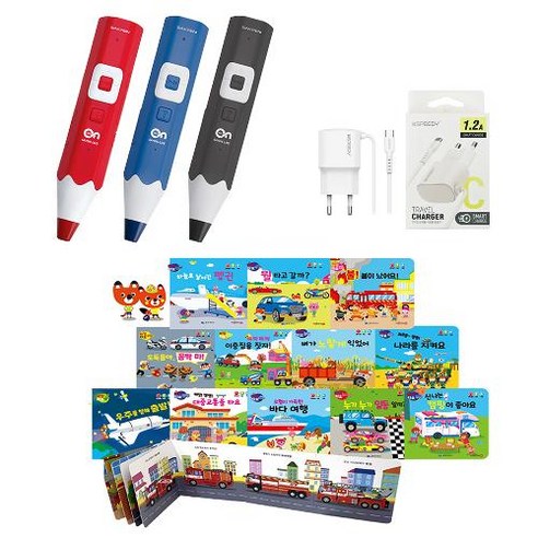 세이펜 태극펜 64G(4세대 태극온펜 RTT-4000BD)+빠방타요 탈것 그림책 12권+호환충전기, 1개