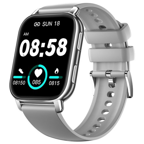 WAPIK 통화가능 웨어러블 블루투스 스마트 워치 P5S 1.85인치, GPS + 블루투스, 4.7cm, 실버