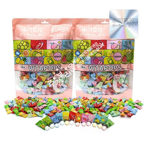 주전부리몰 한국총판 샤오커오라 비타팝스캔디 (500g) x 2봉 총 12가지 믹스