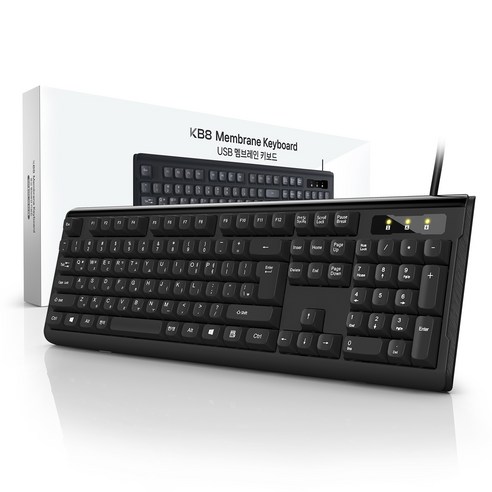 BEVID 멤브레인 유선 키보드 106키 저소음 사무용 키보드, 제조사축, KB8, 블랙