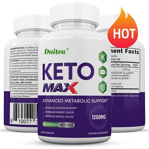 Keto Max 1200MG 캡슐로 사과식초, goBHB, 강력한 외인성 케톤 함유, 프리미엄 케톤 보충제로 남녀 케톤 상태 지원, 2개, 120회분