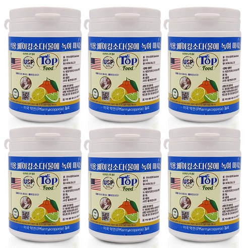 탑푸드(최상의식품) 식용 베이킹소다 200g 6개 미국약전 원료 (USP) 특허청 상표 등록, 200g, 6개