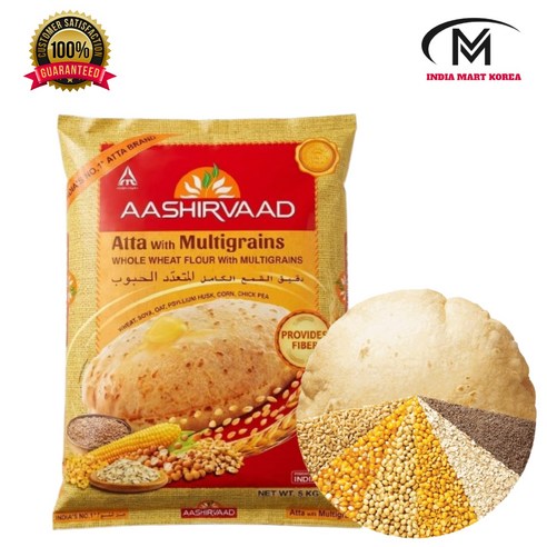 AASHIRVAAD AATA WITH MULTIGRAIN 멀티그레인 아따 WHOLE WHEAT FLOUR WITH MULTIGRINS, 1개, 5kg