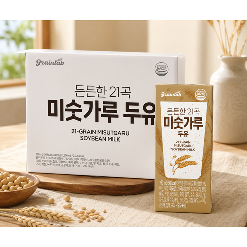 그레인랩 든든한 21곡 미숫가루 두유 190ml 40팩