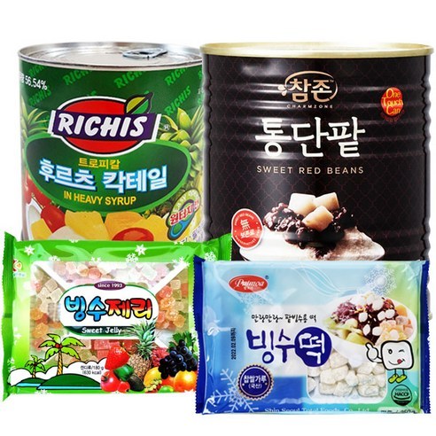 팥빙수재료 패밀리F 세트 빙수팥/후루츠/빙수떡/빙수제리, 1세트