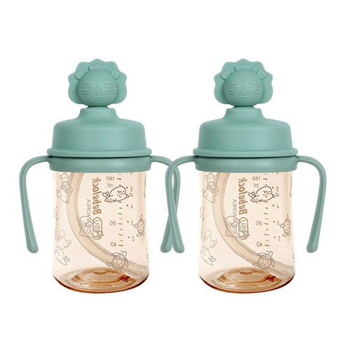 베베락 실리콘 토퍼 손잡이빨대컵 210ml(2P), 토퍼 손잡이 210(딥그린2P), 2개, 210ml