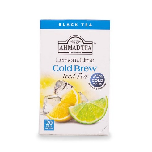Ahmad Tea Herbal 콜드 브루 여름 과일 티백 아이스 티 20개입 1팩 디카페인 230607, 레몬 및 라임