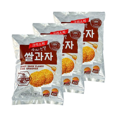 크리스피 허니 눈꽃 쌀과자, 161g, 3개