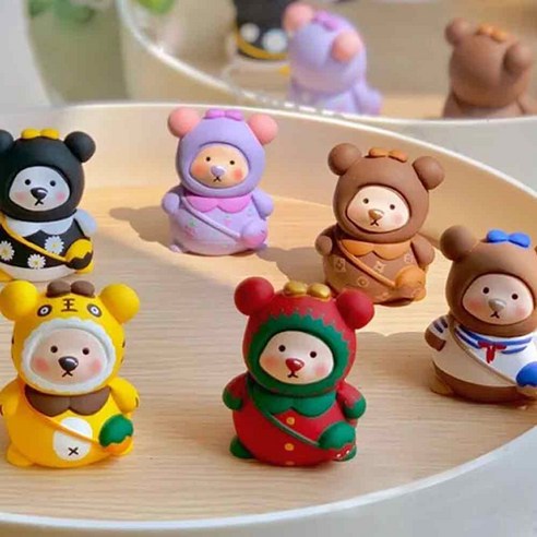 3D 석고인형 곰돌이 색칠 키트, 5개, 아크릴물감 12색 C