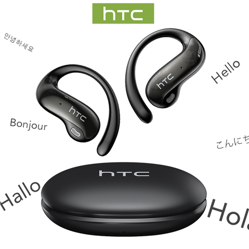 HTC NE19 블루투스 이어폰 AI 번역 오픈 이어링 노이즈 캔슬링 스포츠 이어폰
