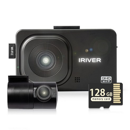 아이리버 2채널 QHD+FHD 초고화질 블랙박스 QF2 WiFi 스마트폰 연동지원, 128GB, WiFi 동글이 + GPS 안테나