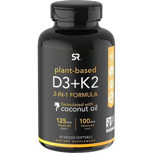 스포츠리서치 D3 125mcg + K2 100mcg 베지 소프트젤, 1개, 60정