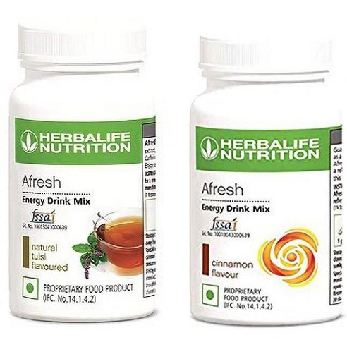허벌라이프 Afresh 듀얼 허브 에너지 드링크 믹스 콤보 (툴시 & 시나몬 맛) 자연스러운 에너지 증진, 신진대사 및 체중 관리를 돕습니다 (50g+50g), 2개입, 1개