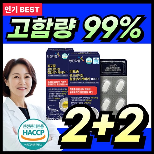 영진약품 리포좀 저분자 철갑상어 콘드로이친 cs6형 식약청인증 연골/ 100% MSM 관절 영양제 1200, 4개, 30정