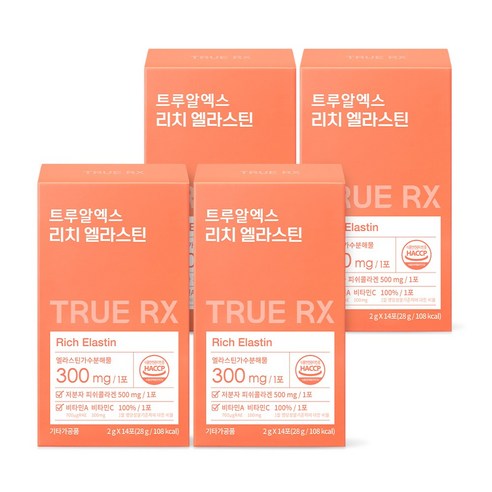 트루알엑스 리치 엘라스틴 엘라스틴 이소 데스모신 밀크 세라마이드 콜라겐 함유 클리오, 4박스, 28g