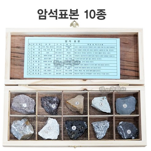 영재과학 교과서암석표본 암석표본 변성암 화성암 퇴적암 10종 실험용 과학실험
