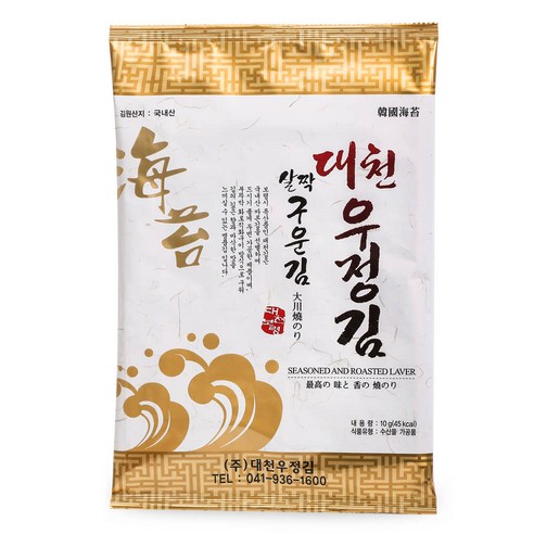 [우체국쇼핑] 대천우정김 조미하지않은살짝구운재래김 5매(10gx6봉)