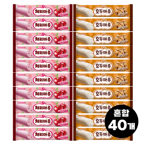 빙그레 해태아이스 호두마루바 20개+체리마루바 20개, 70ml
