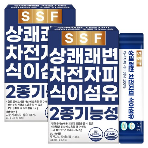 순수식품 상쾌한 쾌변 차전자피 식이섬유 100% 2박스(60포) 분말 가루 장운동 건강기능식품