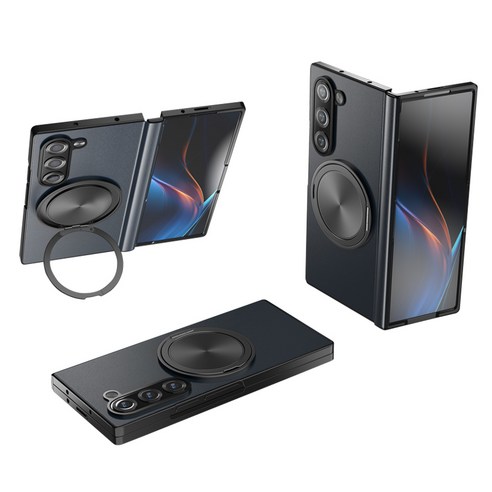 YINUO 갤럭시 Z 폴드3 4 5 6 7 힌지보호 소가죽 magsafe 360도 각도 조절이 거치대 케이스