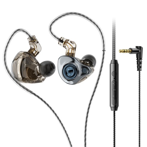 Essager 게이밍 커널형 이어폰 인이어 DD 이어폰, 블랙, 3.5MM