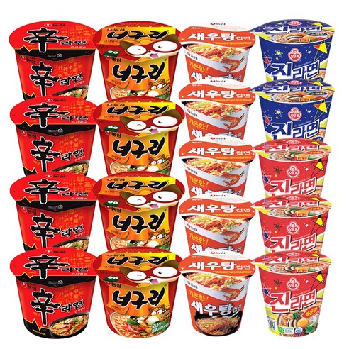 [더블비] 신라면큰컵4+얼큰너구리4개+새우탕소컵5+진라면매운3+진라면순한2
