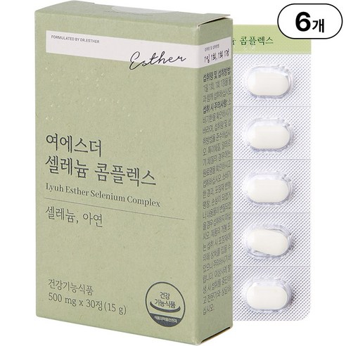 본사직영 여에스더 셀레늄 콤플렉스 l 항산화 셀레늄 x 정상적인 면역기능 아연 l 국민영양 프로젝트, 6개, 30정