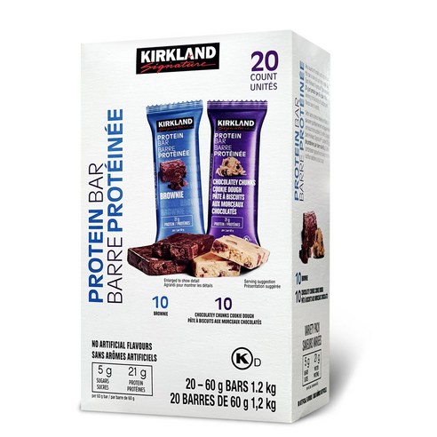 커클랜드시그니춰 프로틴 바 60g 초콜릿 브라우니 + 칩 쿠키 도우 프로틴바