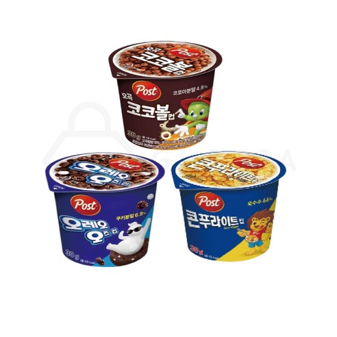 동서 포스트 컵시리얼 30g 12개 ( 콘푸라이트 4 + 오레오오즈 4 + 오곡코코볼 4 )