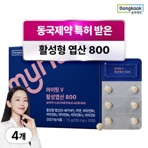 동국제약 마이핏 임산부 특허 활성형 엽산 800 이노시톨 영양제, 4박스, 30정